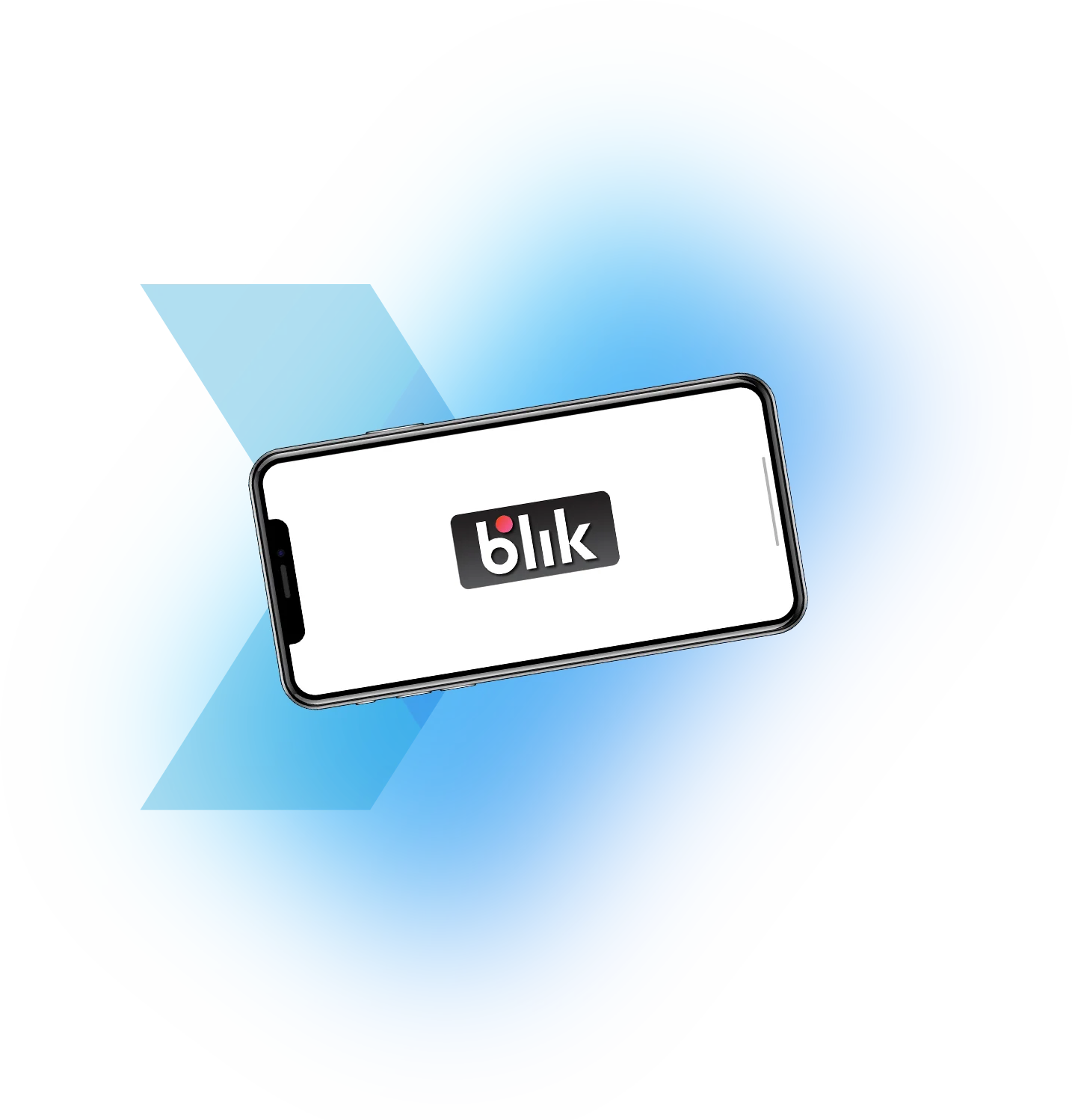 Telefon z logo BLIK na niebieskim tle